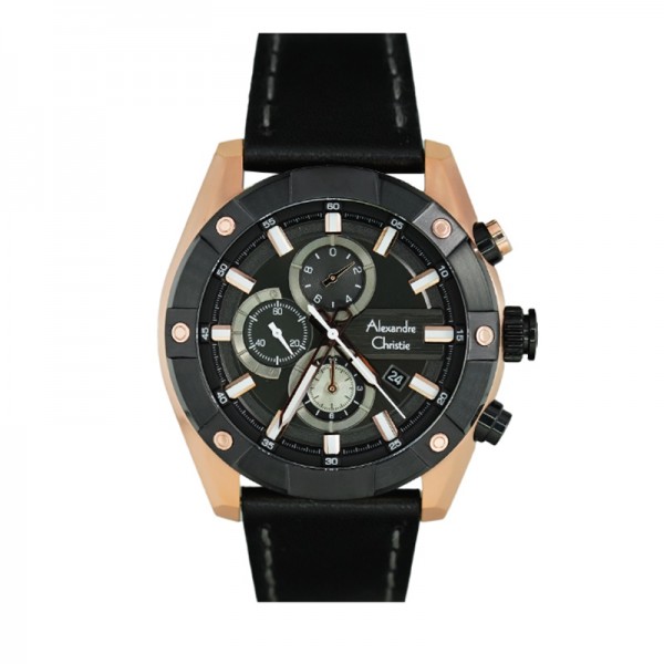 Alexandre Christie AC 6604 Rosegold Black Leather MCLBRBA